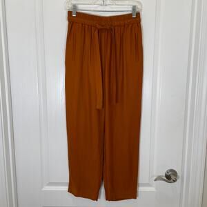 &‎ Other Stories Tapered Trousers Orange-brown Tie Waist Drawstring Cupro 4